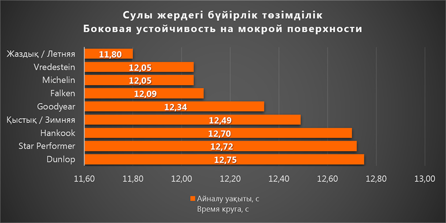 Сулы жердегі бүйірлік төзімділік / Боковая устойчивость на мокрой поверхности